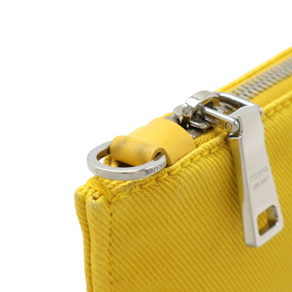 Prada embossed bag Shoulder accessory canvas leather yellow - Picture 5 of 8